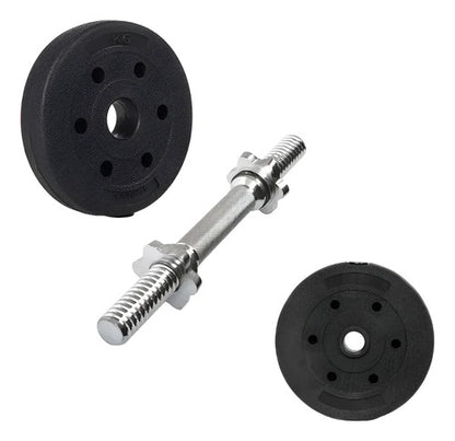 Set 2 Mancuernas Maciza C/rosca + Discos 30kg Total Plateado
