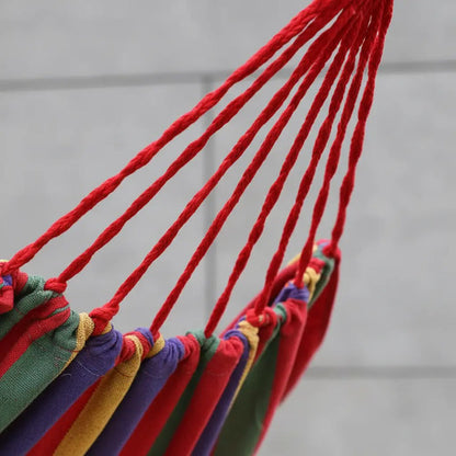 Hamaca Paraguaya Reforzada 1 Plaza Algodón + Bolso Incluido Rojo/amarillo Líneas