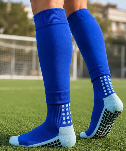 Combo Media Sin Pie + Antideslizante Fútbol Adulto Mmsports Azul M