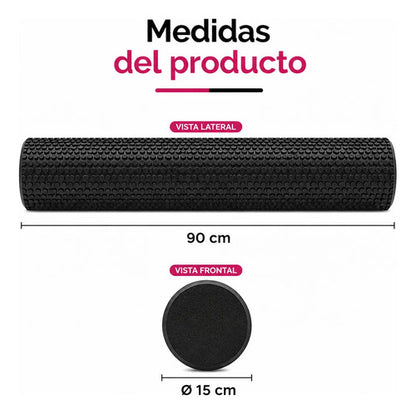 Rodillo Macizo De Goma Eva Para Yoga / Foam Roller - 90 Cm Negro