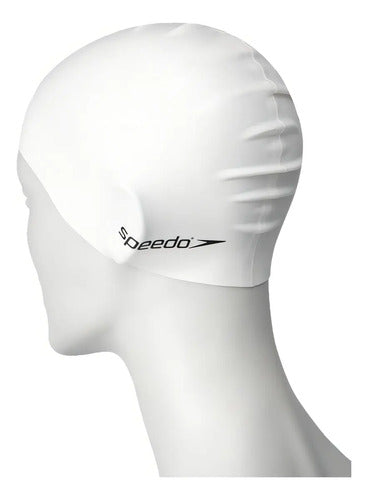Gorra Natacion Speedo 100% Silicona Adultos Gorro Ergonomica Pileta Color Blanco Diseño De La Tela Liso Tamaño Adulto Gorros De Natación Para Adultos