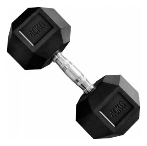Mancuerna Hexagonales Hierro Recubierto 40kg Rhino Negro