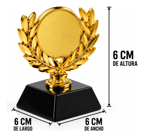 Pack X10 Trofeos Mini Copa Laureles Dorados Reconocimiento Dorado