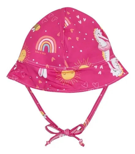 Gorro Niño/a Playa Para El Solo Uv50+ - Kiko E Kika Rosa 3 Floreado