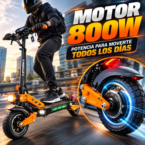 Monopatín Eléctrico Storm 800w 48v Plegable Nfc Adulto Naranja