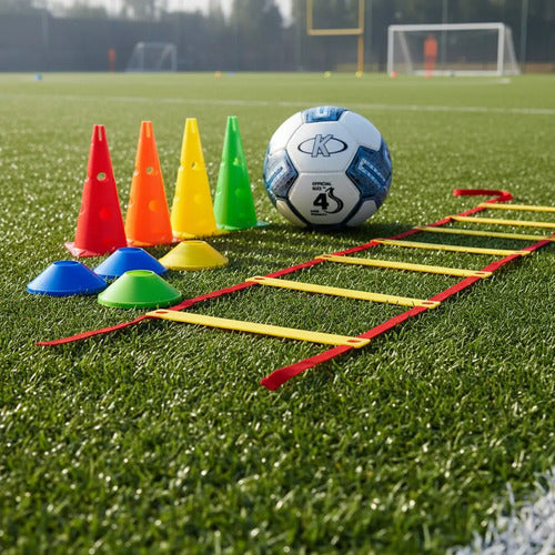 Set Conos Entrenamiento Fútbol Pelota N°4 Escalera Y Platos Surtido