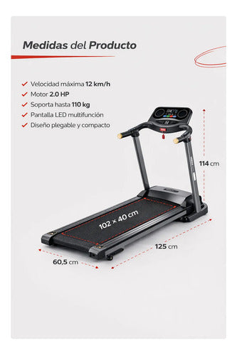 Caminadora Eléctrica Doméstica 2.0 Hp Plegable - Ideal Hogar Negro