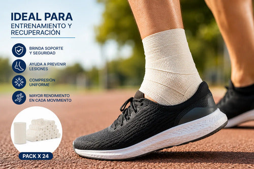 Pack X24 Vendas Semi Elásticas 5 Cm X 3 M Compresión Blanca Blanco