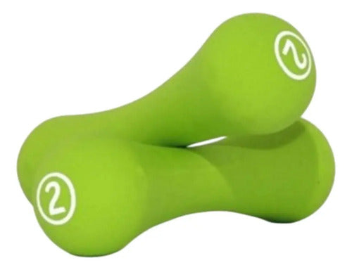 Set De 2 Mancuernas 2kg Recubiertas En Neopreno - Liveup Verde