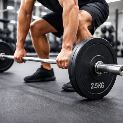 Disco Olímpico Engomado 2.5 Kg Sin Rebote Para Barra Gym Negro