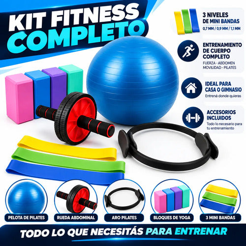Kit Fitness Completo Bandas Rueda Ab Pelota Yoga Aro Pilates Surtido