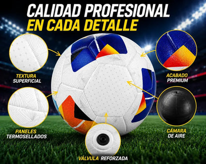 Pelota Fútbol Kx Strike Thermosellada Oficial N°5 Mmsports Blanco/naranja/azul