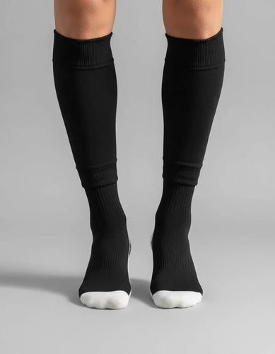 Combo Media Sin Pie + Antideslizante Fútbol Adulto Mmsports Negro M