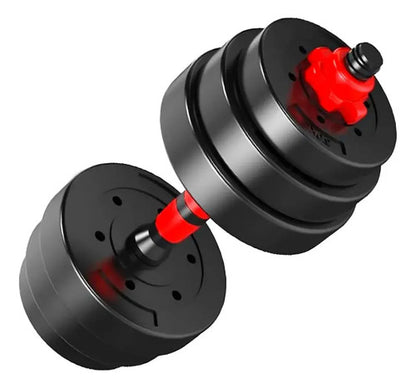 Set Barra Estándar Plastico+discos Cemento Forrado Pvc 25 Kg Negro