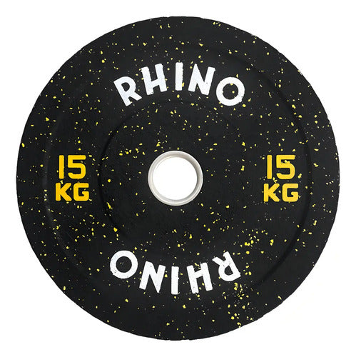 Disco Olimpico Caucho Bumper Crossfit Levantamiento 15kg Color Negro