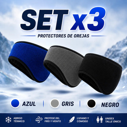 Set X3 Protectores De Orejas Polar Running Ciclismo Invierno Surtido Liso
