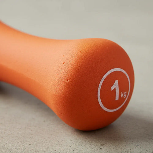 Set De 2 Mancuernas 1kg Recubiertas En Neopreno - Liveup Naranja
