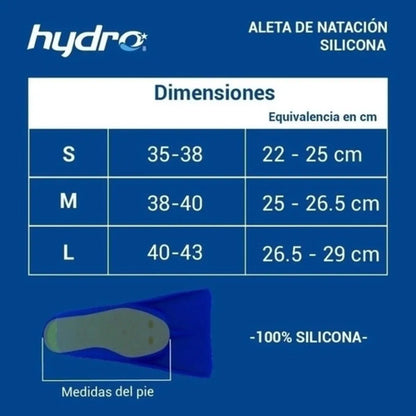 Patas De Rana Hydro Aletas Buceo Natacion Pileta Silicona Talle M Color Negro Hydro Silicona 2.0