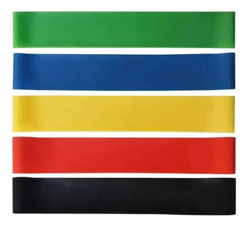 Set 5 Minibandas Elasticas Circulares Entrenamiento Mmsports Negro