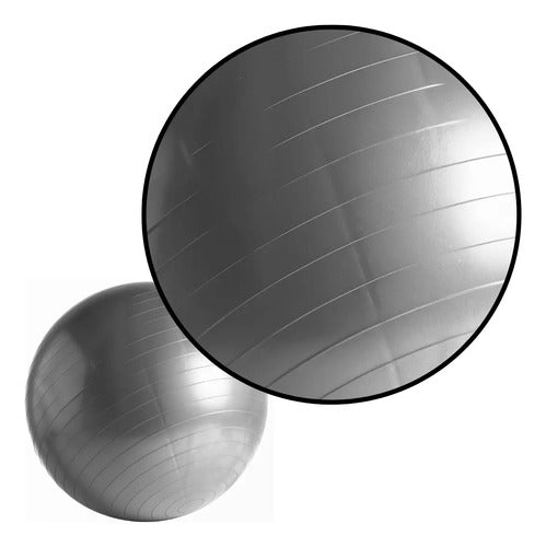 Pelota Fitball 65cm Para Pilates, Yoga Y Gimnasio Rhino Plateado