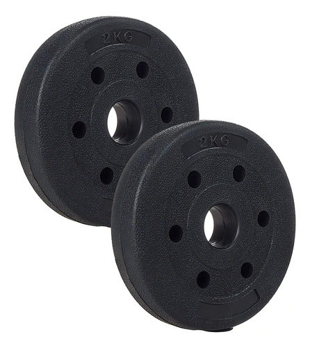 Pesa Disco Revestido 2kg Para Barra Mancuerna Entrenamiento Negro