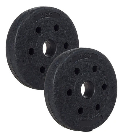 Pesa Disco Revestido 2kg Para Barra Mancuerna Entrenamiento Negro