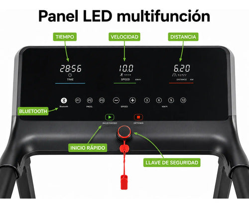Cinta Caminadora Eléctrica Plegable 3.0 Hp 14 Km/h 135 Kg Negro