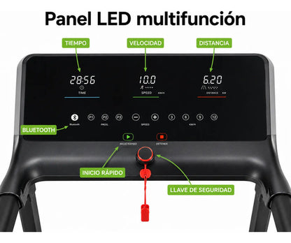 Cinta Caminadora Eléctrica Plegable 3.0 Hp 14 Km/h 135 Kg Negro