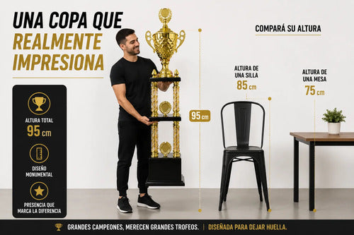 Copa Trofeo Monumental Metálica Altura 95cm Torneo Deportivo Amarillo