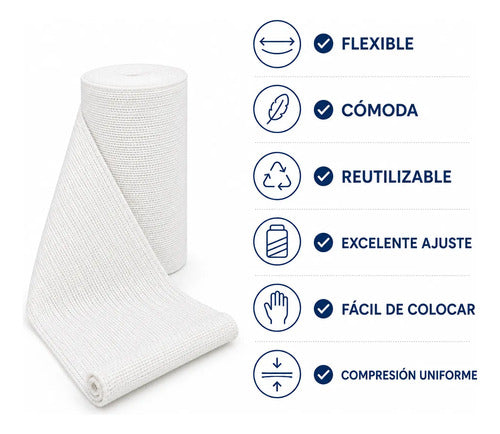 Pack X24 Vendas Semi Elásticas 5 Cm X 3 M Compresión Blanca Blanco