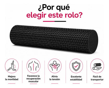 Rodillo Macizo De Goma Eva Para Yoga / Foam Roller - 90 Cm Negro