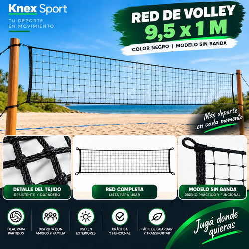 Red Volley Economica S/banda 9.5* 1mts Negro