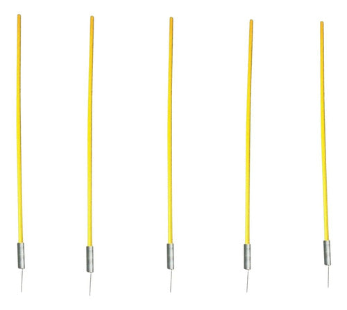 Pack X5 Bastón Estaca Slalom 1.60mts Knex Fútbol Con Resorte Amarillo Banderin Slalom