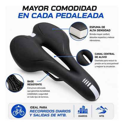 Asiento Bicicleta Mtb Antiprostático Ergonómico Calidad Negro