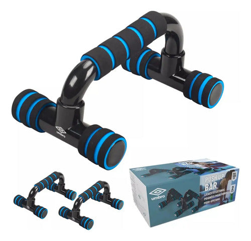 Push Up X2 Barra Fija Flexiones Fitness Entrenamiento Umbro Azul