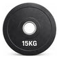 Disco Olímpico Engomado 15 Kg P/ Barra Pesas Gym Profesional Negro