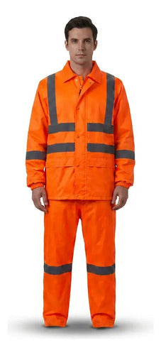 Traje Impermeable Naranja Reflectivo Vial Moto Naranja Xxl