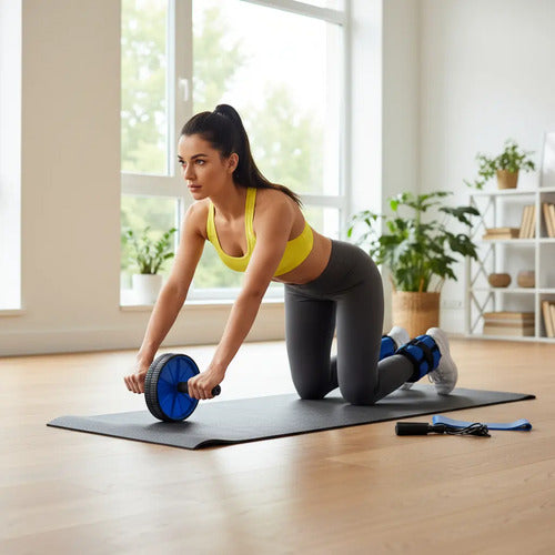 Set Fitness Colchoneta 0.3mm + Rueda Abdominal + Tobilleras Surtido