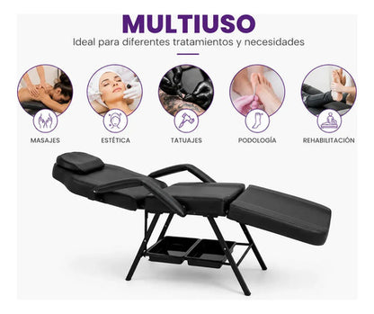 Silla Reclinable Multiuso Para Masajes Estética Y Podología Negro
