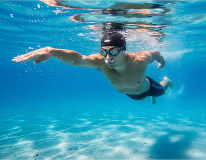 Set Natación Piscina Lentes + Gorra Tela + Clip + 4 Tapones Negro