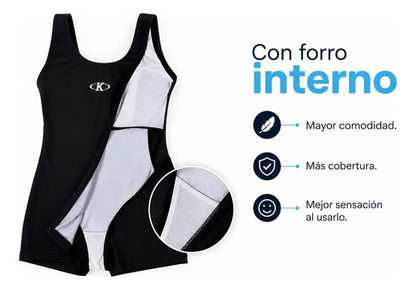 Malla Dama Natación Enterito Dama Mmsports Negro Lisa M
