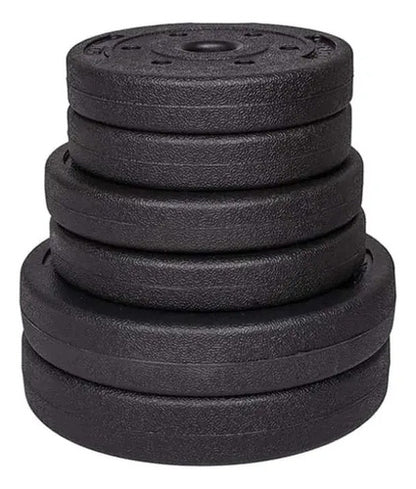 Set 2 Mancuerna Hierro C/rosca Plástica + Discos Total 20 Kg Negro/rojo