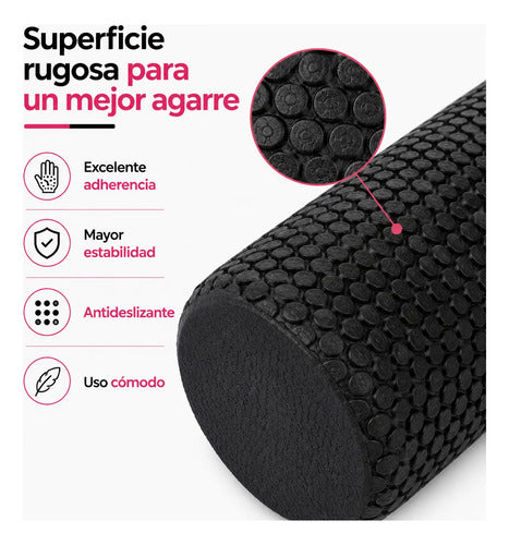 Rodillo Macizo De Goma Eva Para Yoga / Foam Roller - 90 Cm Negro