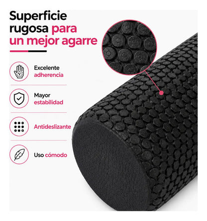 Rodillo Macizo De Goma Eva Para Yoga / Foam Roller - 90 Cm Negro