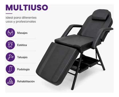 Silla Reclinable Multiuso Para Masajes Estética Y Podología Negro