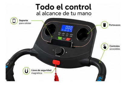 Caminador Eléctrico Plegable 2.0 Hp Hasta 12 Km/h 110 Kg Negro