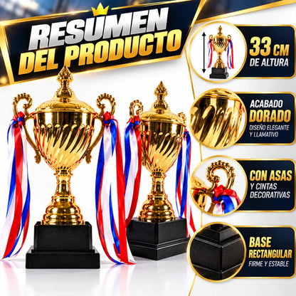 Copa Trofeo Campeón 33 Cm Dorada Con Asas Para Premiación Dorado