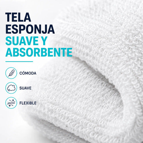 Muñequeras Deportivas Tela Esponja Anchas 10x8cm Set X4 Blanco Unico