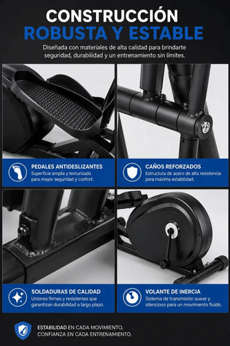 Bicicleta Elíptica Fitness Cardio Entrenamiento Hogar Gym Negro