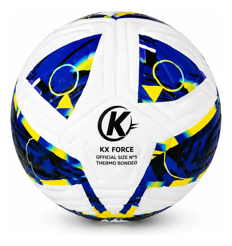 Pelota Fútbol Kx Strike Thermosellada Oficial N°5 Mmsports Azul/amarillo/blanco
